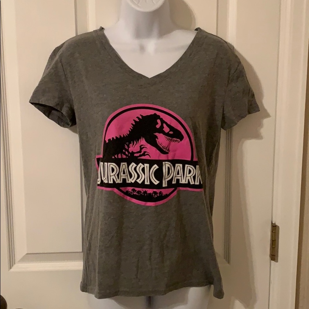 Jurassic Park Pink & Grey V-Neck Tee